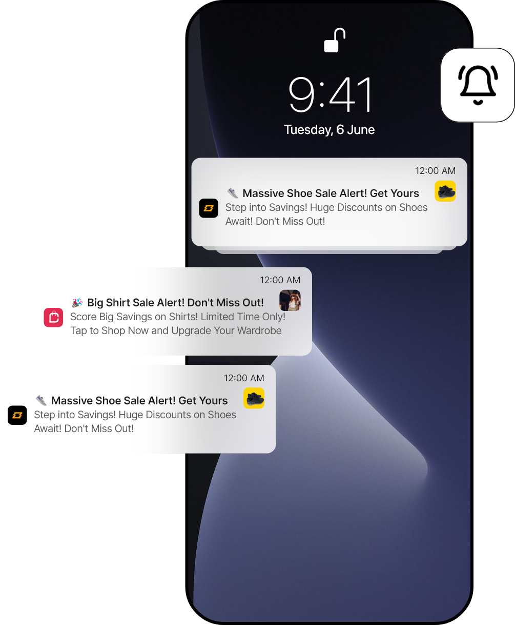 Mobile app with push notification alerts and real-time updates